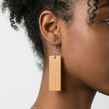 Beech Wood Rectangle Earrings