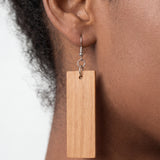 Beech Wood Rectangle Earrings