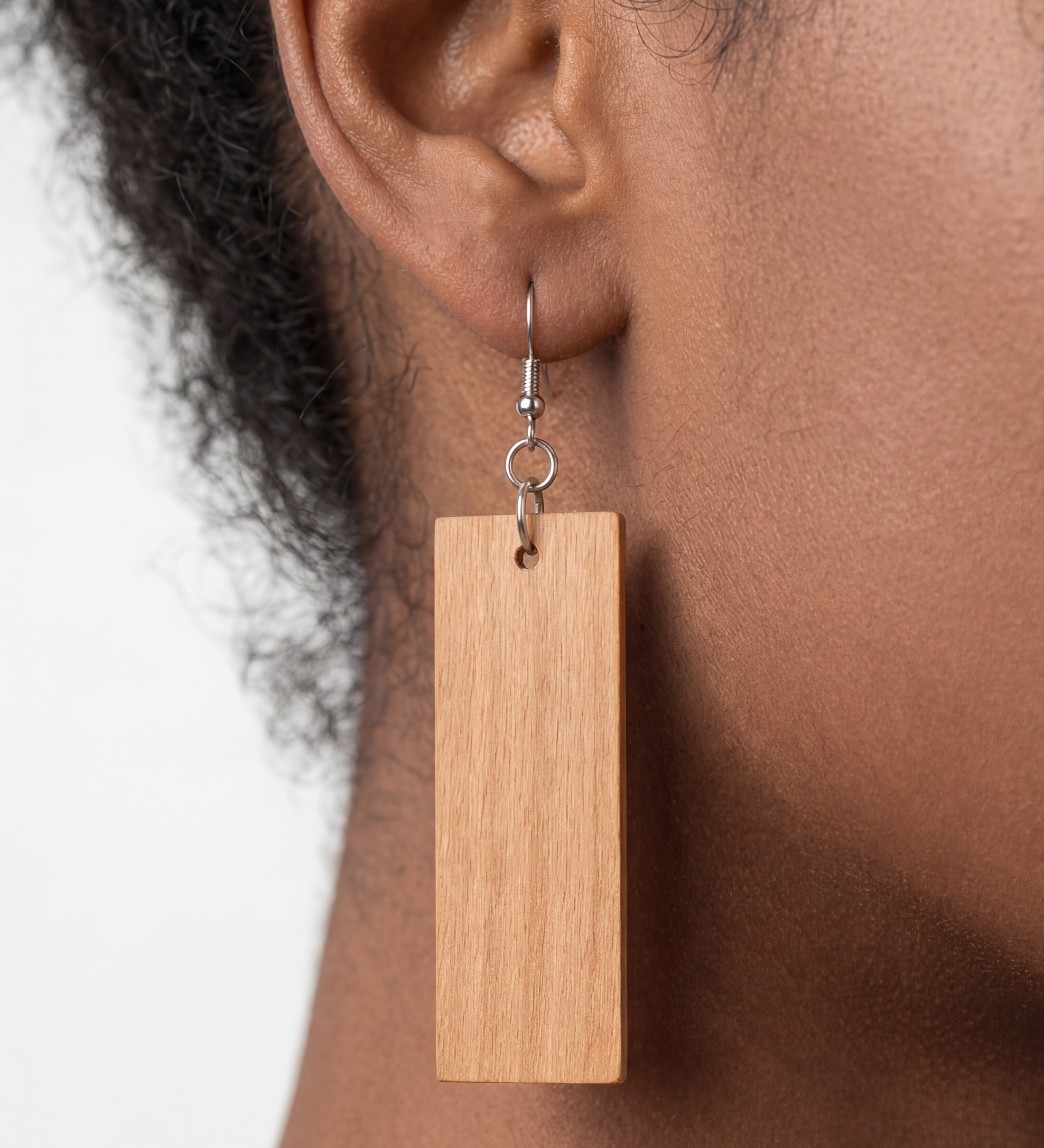 Beech Wood Rectangle Earrings