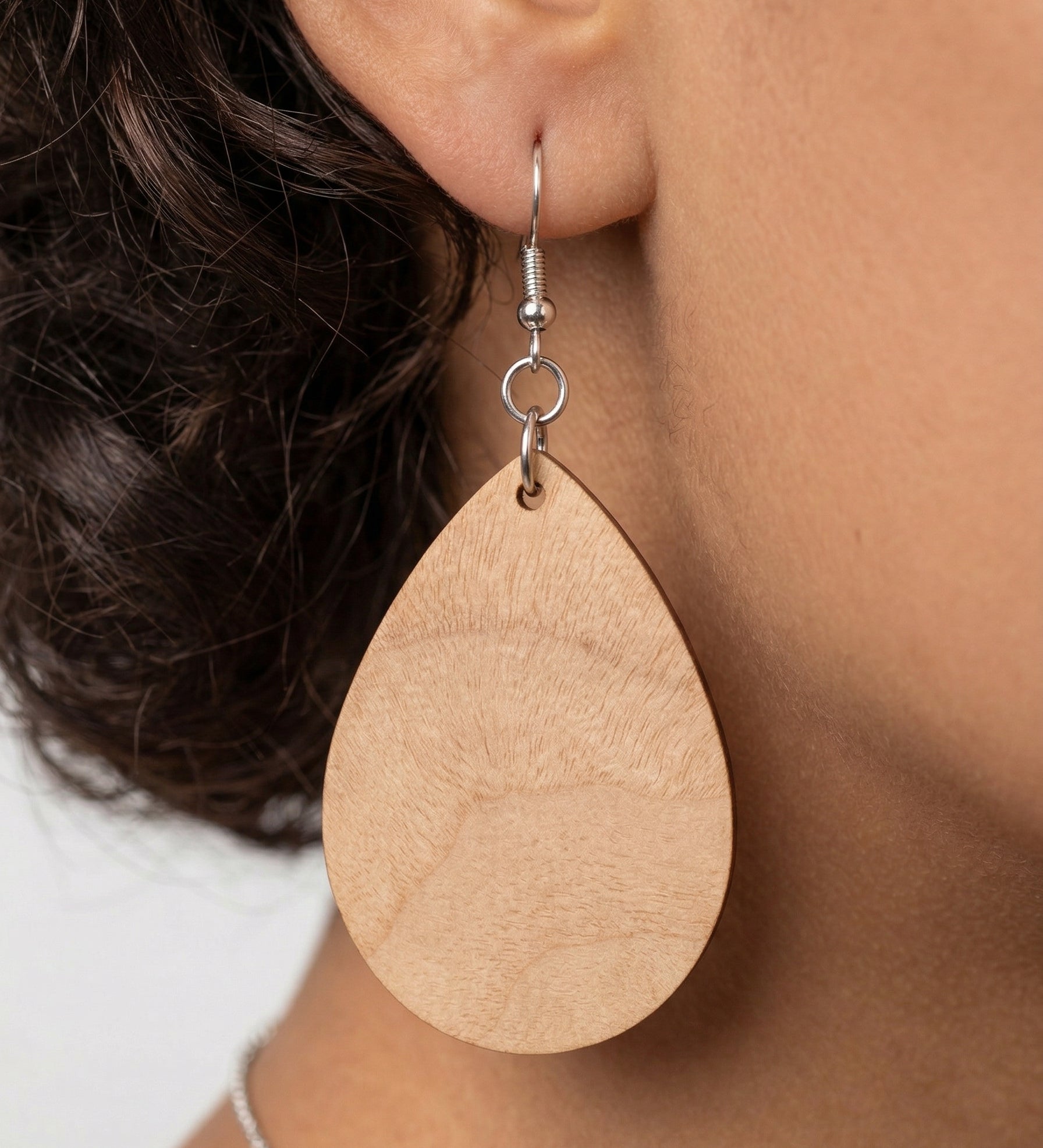 Flame Maple Wood Drop Earrings