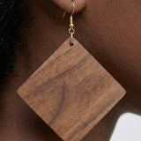 Walnut Wood Square Earrings