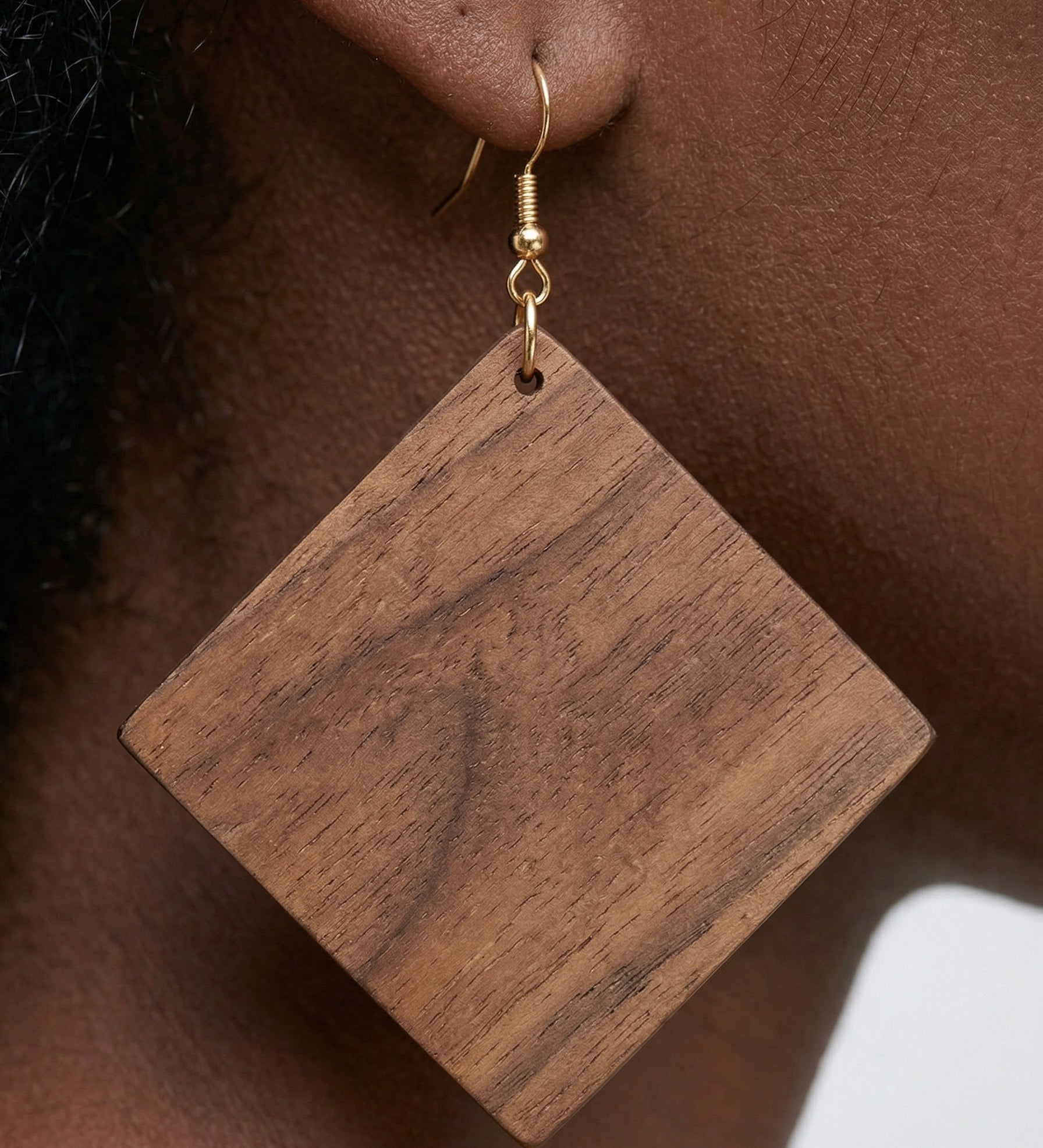 Walnut Wood Square Earrings