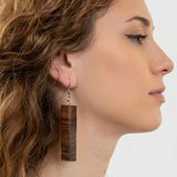 Cherry Wood Square Prism Earrings
