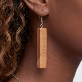 Walnut Wood Square Prism Earrings