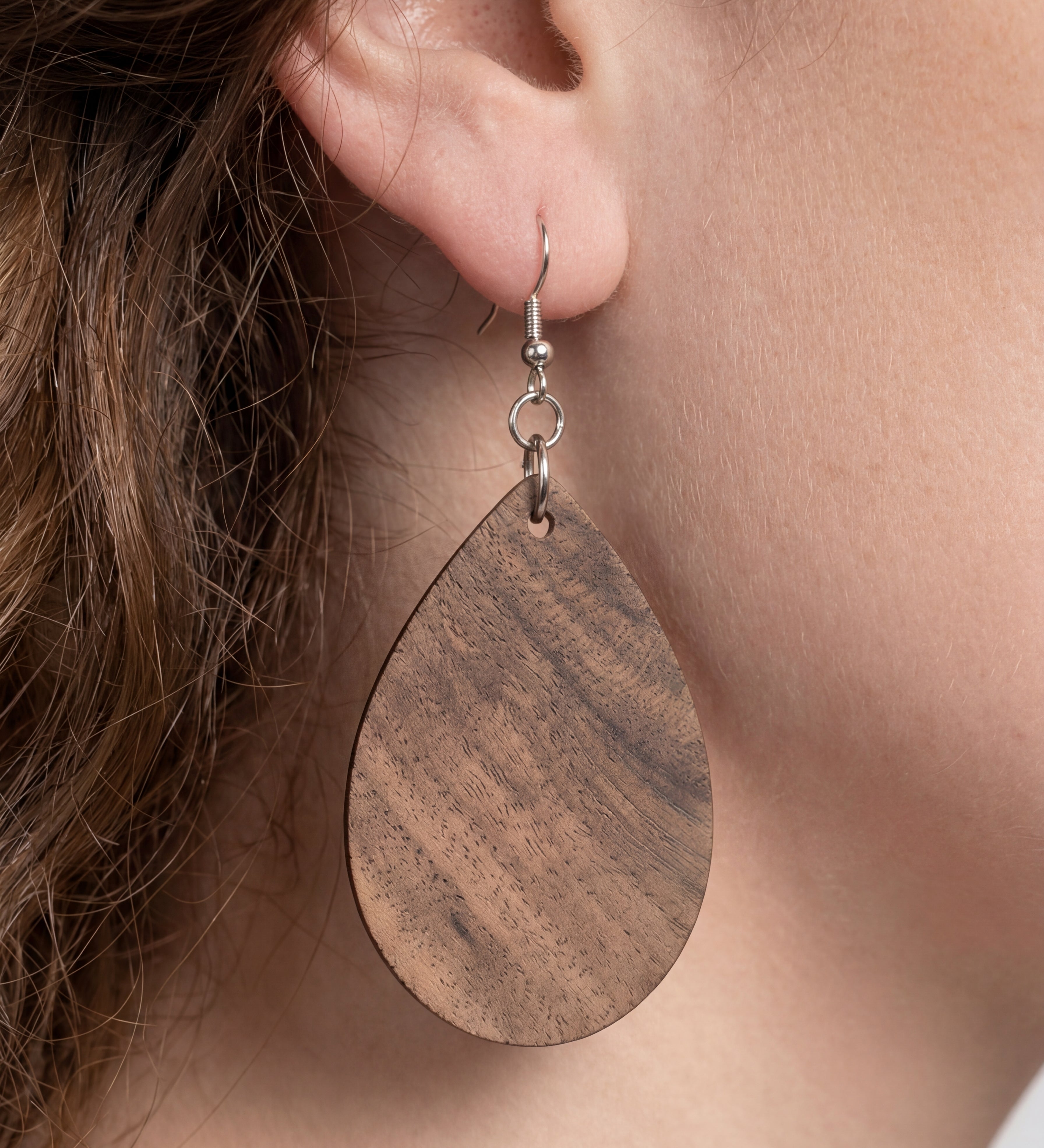 Walnut Wood Drop Earrings