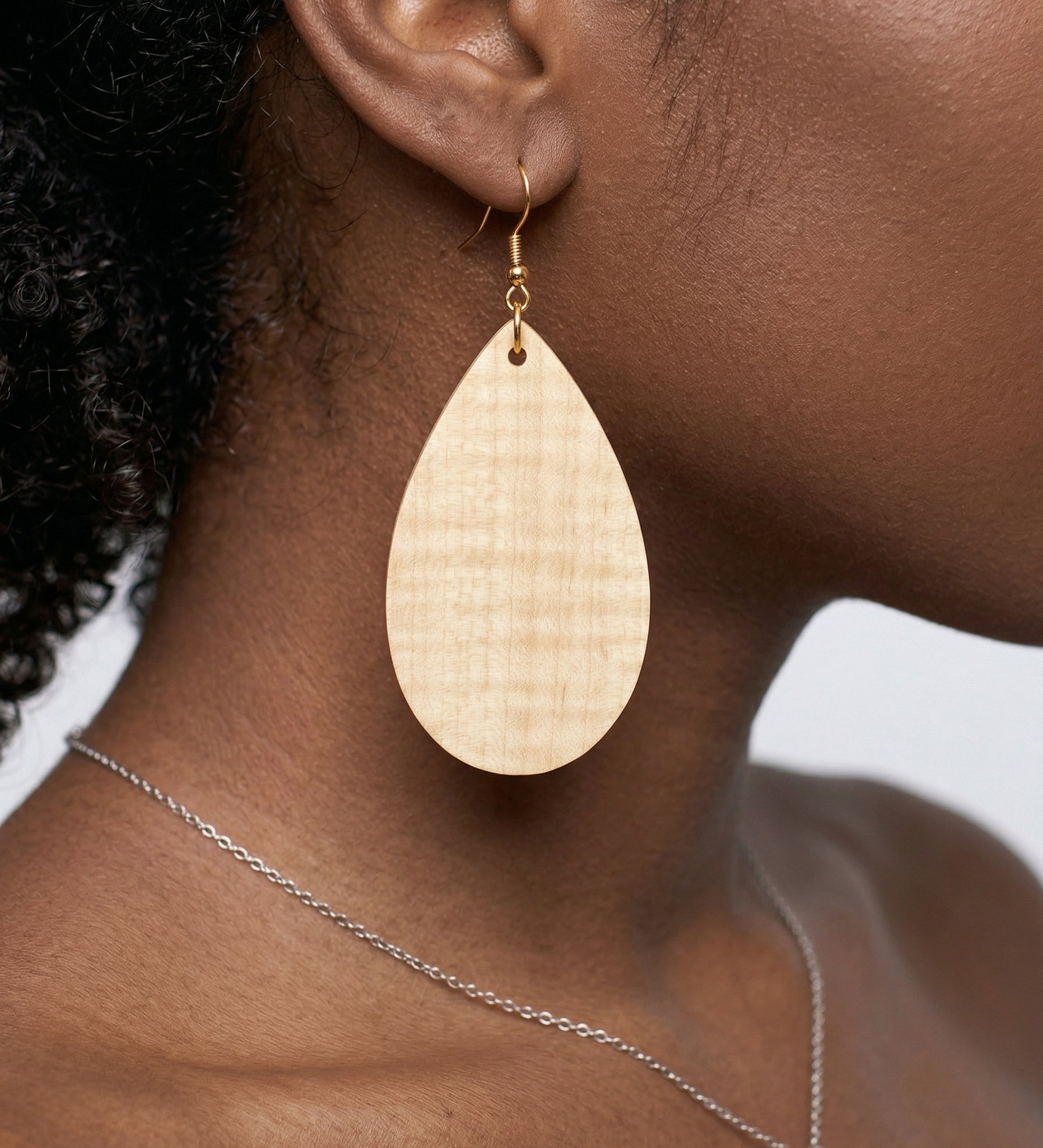 White Maple Wood Drop Earrings